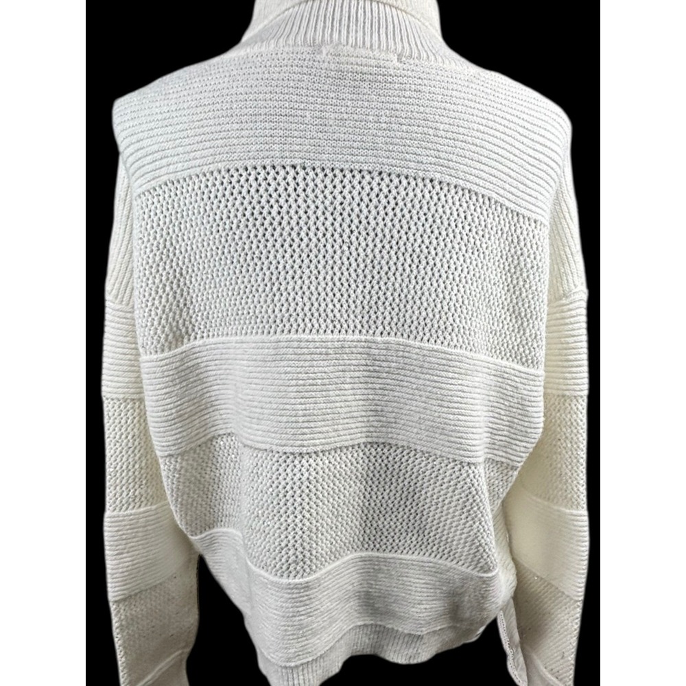 Rachel Zoe Sweater XL Winter White Luxe Chunky Sequin Turtleneck Cozy Sparkle - Picture 9 of 11